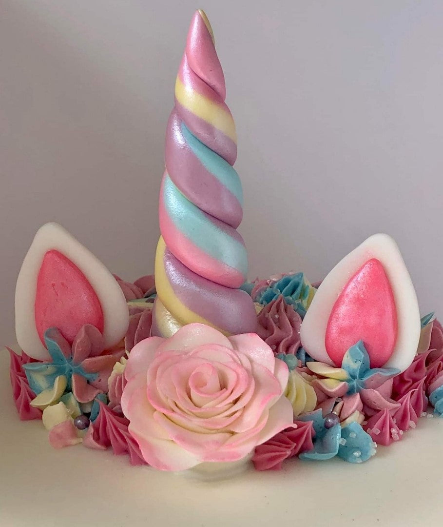 Gold Unicorn Horn & Ear Sugar Topper- fondant horn and ear topper for  cakes, cupcakes