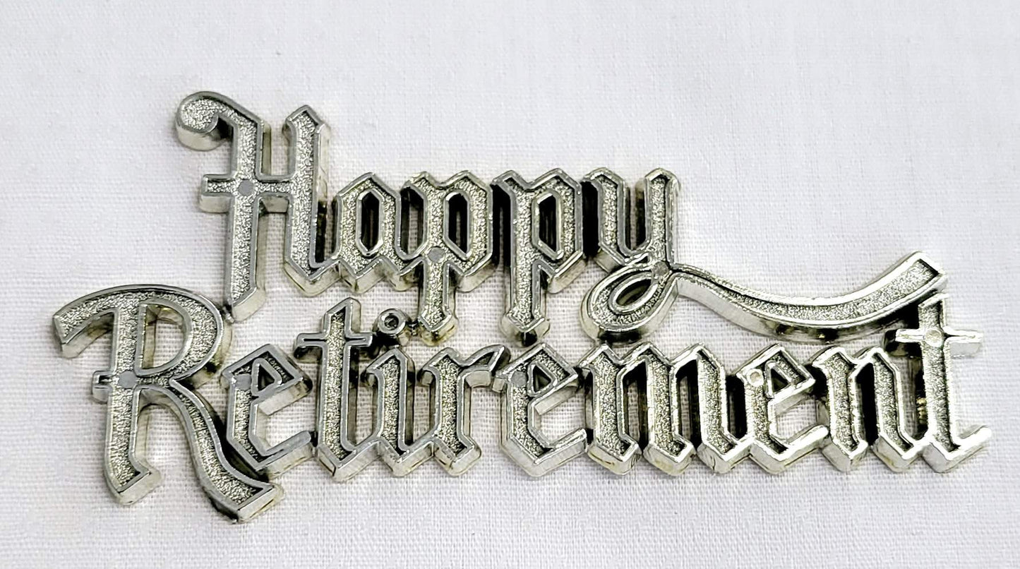 Happy Retirement Silver Scroll Embellishment